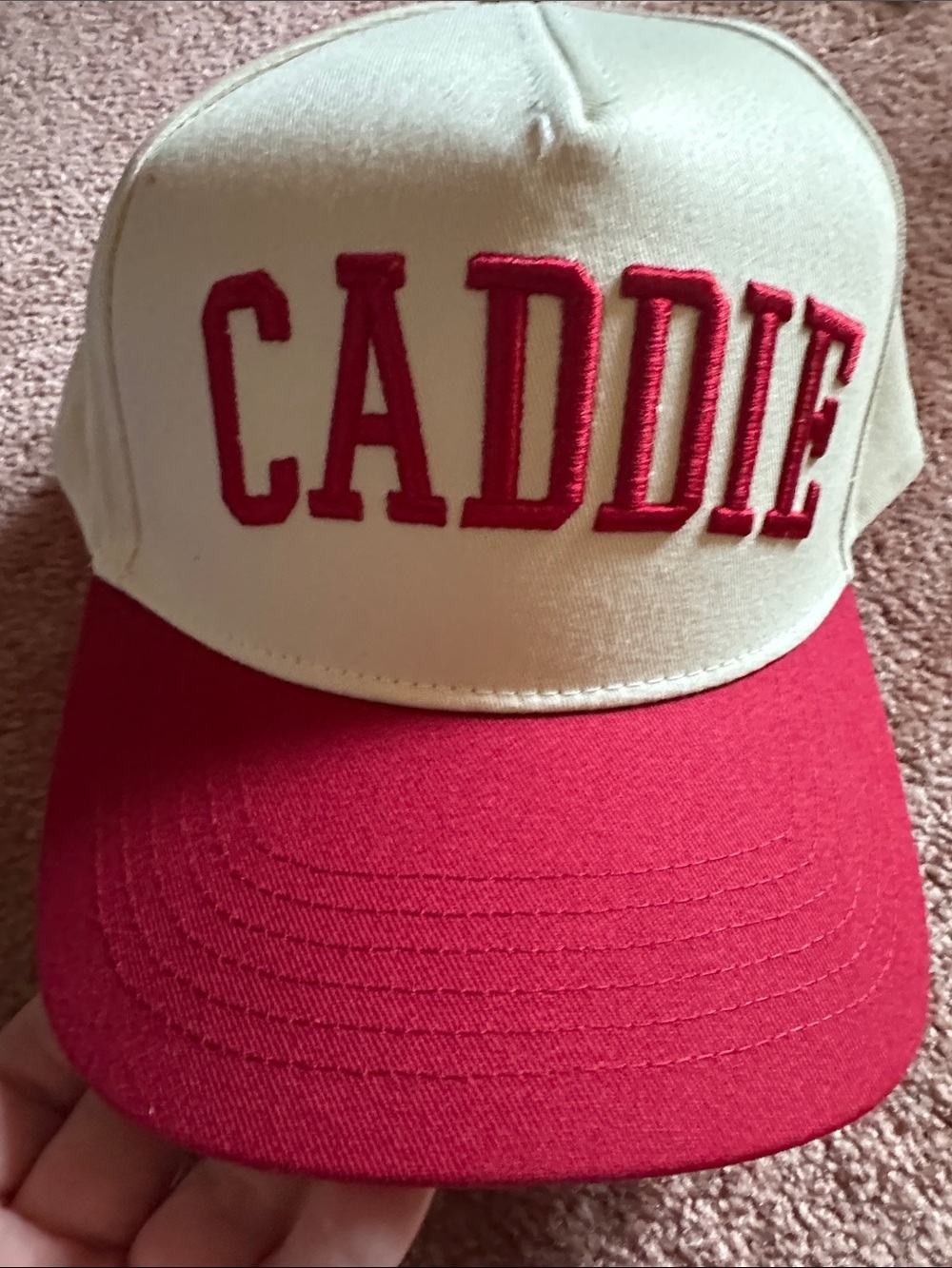 Sleeman Caddie Two-Tone Baseball Cap Cream & Red Retro Trucker Hat Embroidered